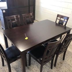 Paige Brown 7-Piece Dining Set / Dining table and Chairs 