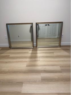 Set of 2 Framed WALL MIRRORS - 34” Square