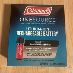 Coleman one source lithium-ion rechargeable battery new