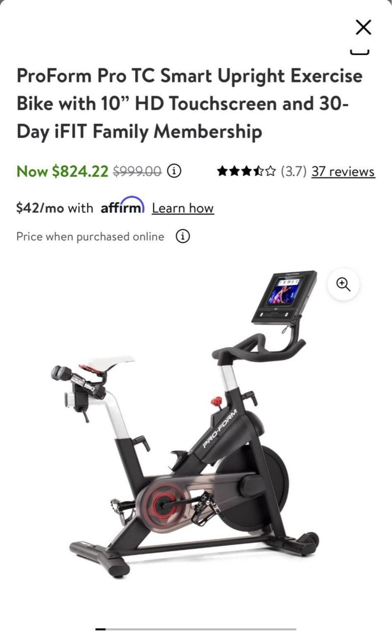 Pro form Pro Tc Exercise Bike Like new