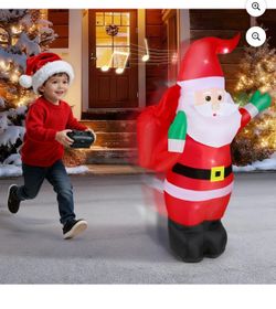 4ft Remote Control Christmas Inflatables Santa Claus RC Car,RC Christmas Blow ups Toys Indoor Outdoor Decoration with Light and Sounds,Gift 