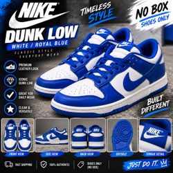 Nike Dunk Low White Royal Blue Game Royal Kentucky Style Sneakers Men’s New