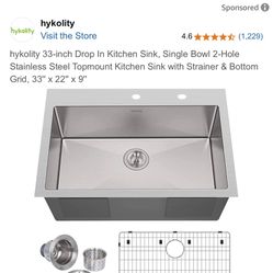 26”x 18”  Stainless Steel Kitchen Sink For $120 