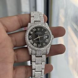 VVS1 Moissanite Iced Out Rolex Datejust Aftermarket Custom Luxury Watch 100% Certified