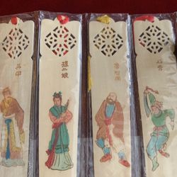 Four New Chinese Folklore Character Wooden Bookmarks