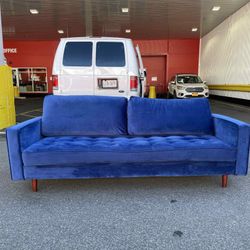 Blue Velvet Sofa Couch Free Delivery