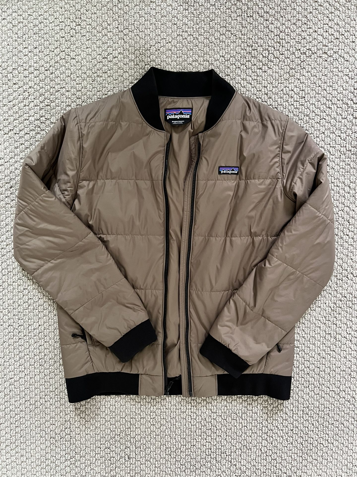 Mens Patagonia Down Bomber Jacket - Taupe / Black - Medium