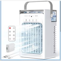 Portable Air Conditioners, 4-Speed Mini Air Conditioner, 3-in-1 Personal Cooling Fan, Small AC Unit with 1000ml Water Tank, 2/4/6H Timer, USB Powered 