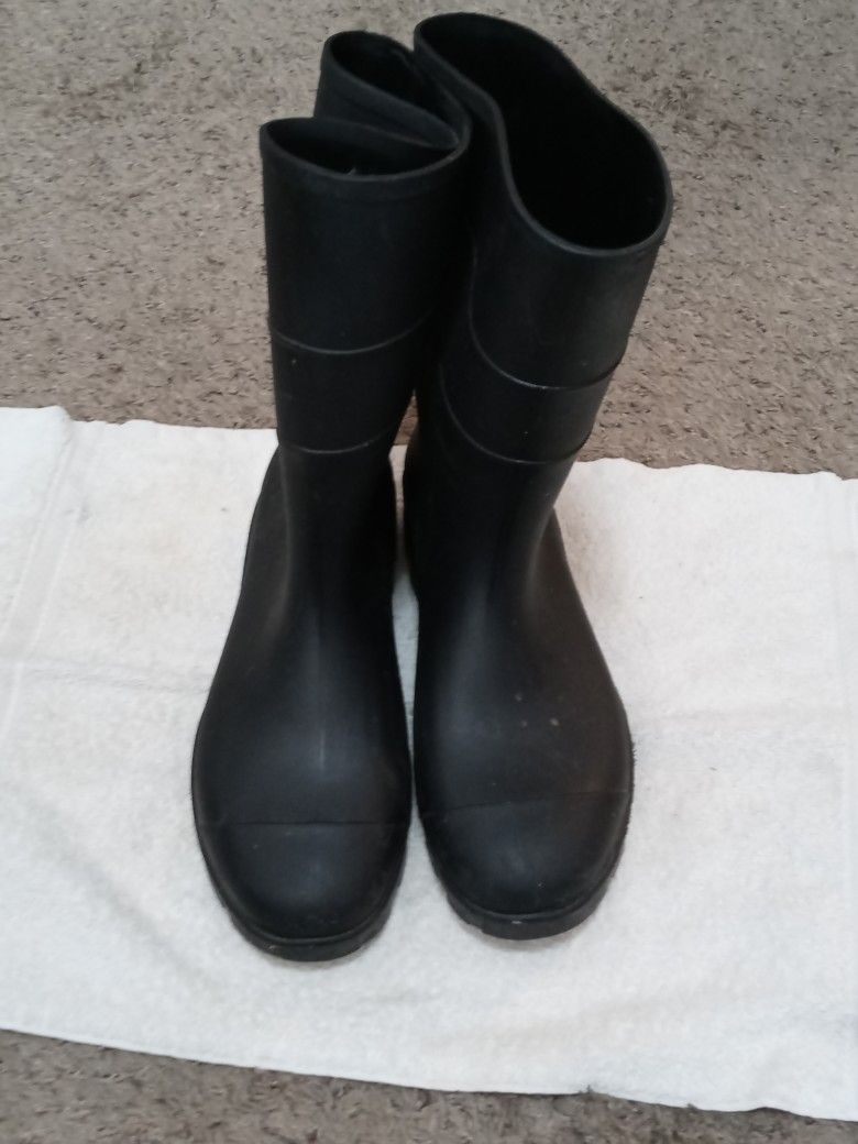 Mens Black Rubber Boots Size 10