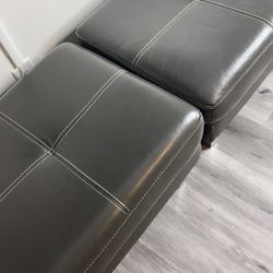 2 Grey Leather Leg Rest Great Condition