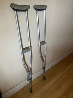 2 MEDLINE Standard Aluminum Push-Button Crutches 🚩MDS51514-10