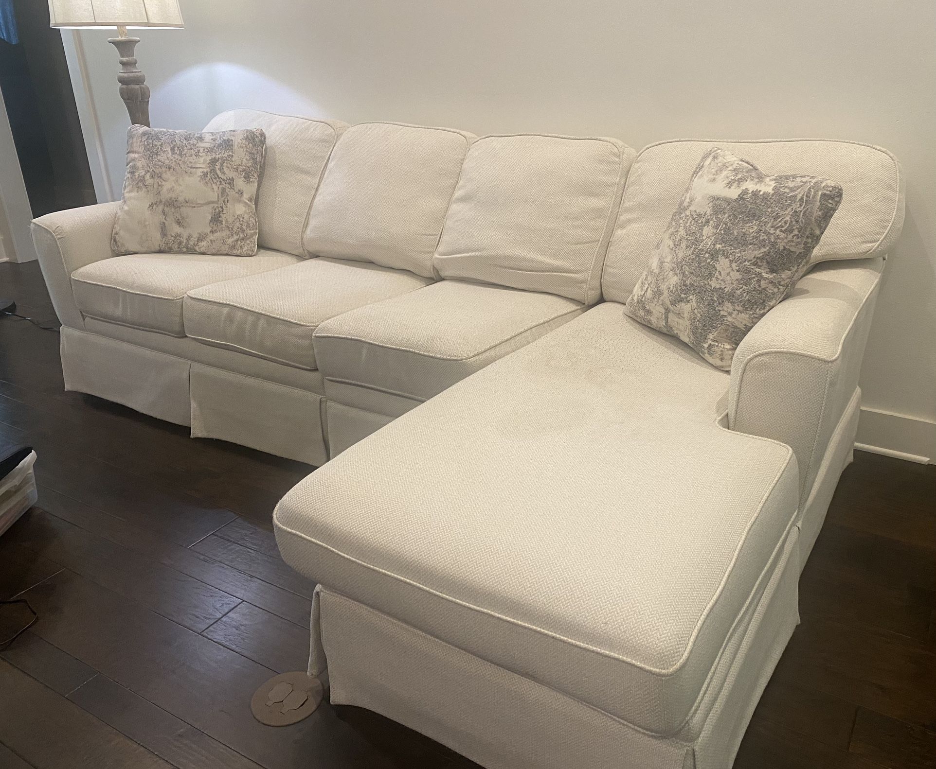 White Performance fabric couch With Ottoman 