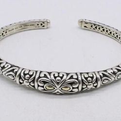 FREE SHIPPING! Angela by John Hardy 14K & Sterling Silver Ornate Openwork Cuff Bracelet 6.25” #794  