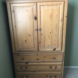 White Washed Wood Armoire Dresser 