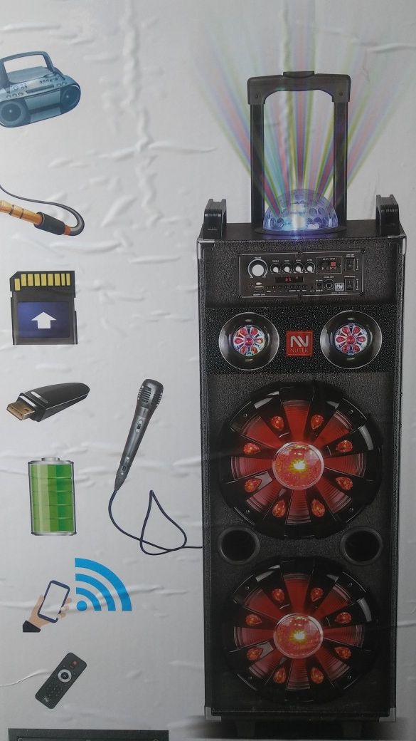 Dual 10 Inch New Bluetooth Speaker SD CardSlot USB PortFM RadioMicrophone Included For Karaoke ( Bosina )