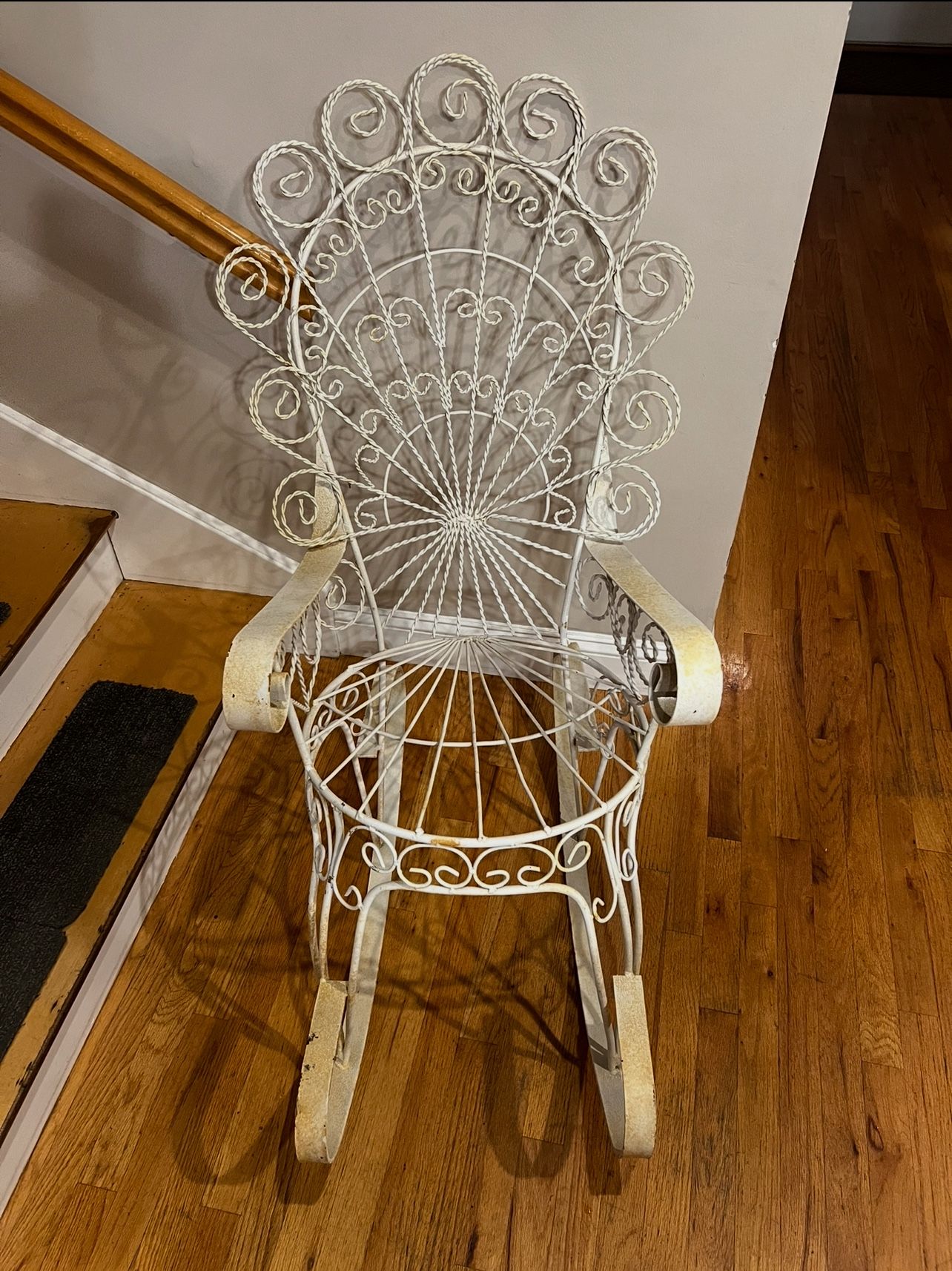 Mid Century Iron Peacock Rocking Chair