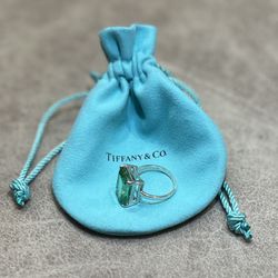 TIFFANY & CO Silver Ring With Emerald Amethyst