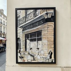 ⭕️ Paris Café Wall Art Framed 25x19