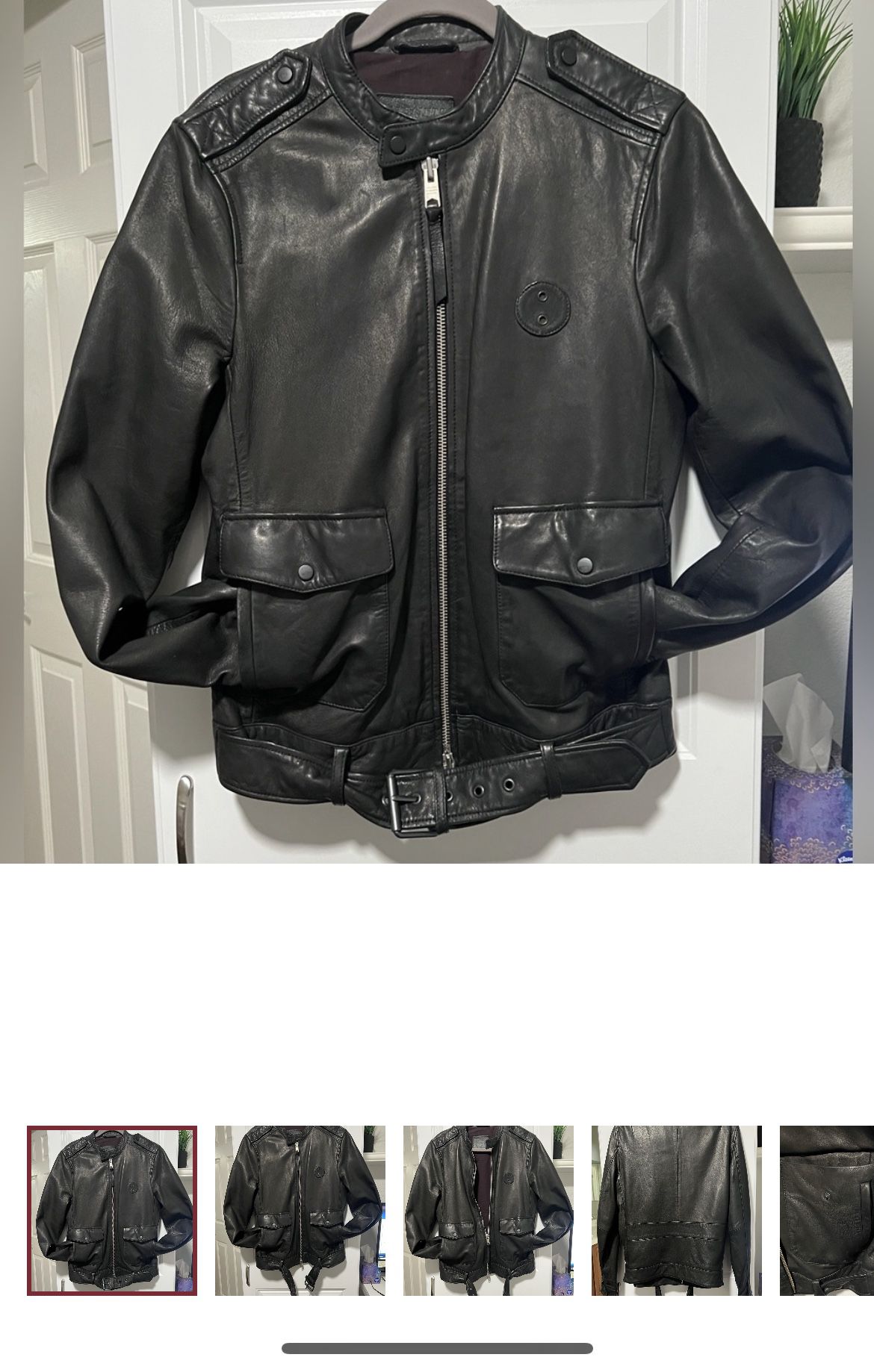 AllSaints Leather Bomber Jacket Size S