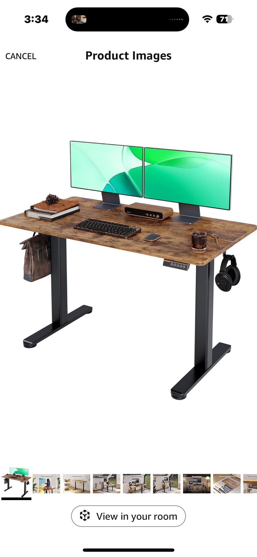 Claiks Electric Standing Desk, Adjustable Height Stand up Desk, 24x48 Inches Sit Stand Home Office Desk with Splice Board, Black Frame/Rustic Brown To
