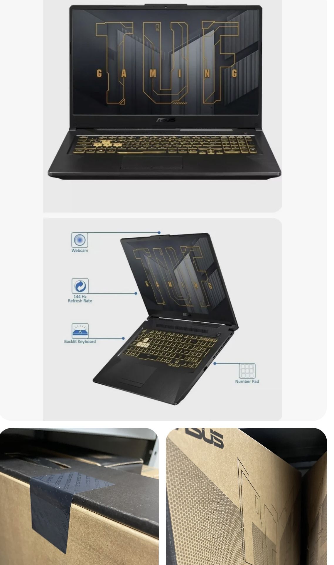 ASUS TUF Gaming 17.3" FHD 144Hz i5 11260F 8GB 512GB RTX3050 Ti Grey Win 10SEALED