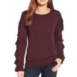 Lauren Ralph Lauren women’s ruffled sleeves burgundy top XS