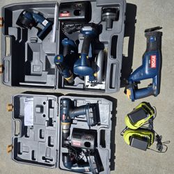 Ryobi 18v Power Tools Sets w/Cases