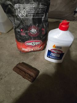 Charcoal, lighter fluid, fire starter stick