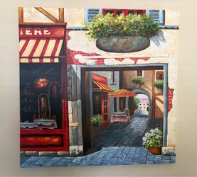 Canvas Art - European Café/Street Scene