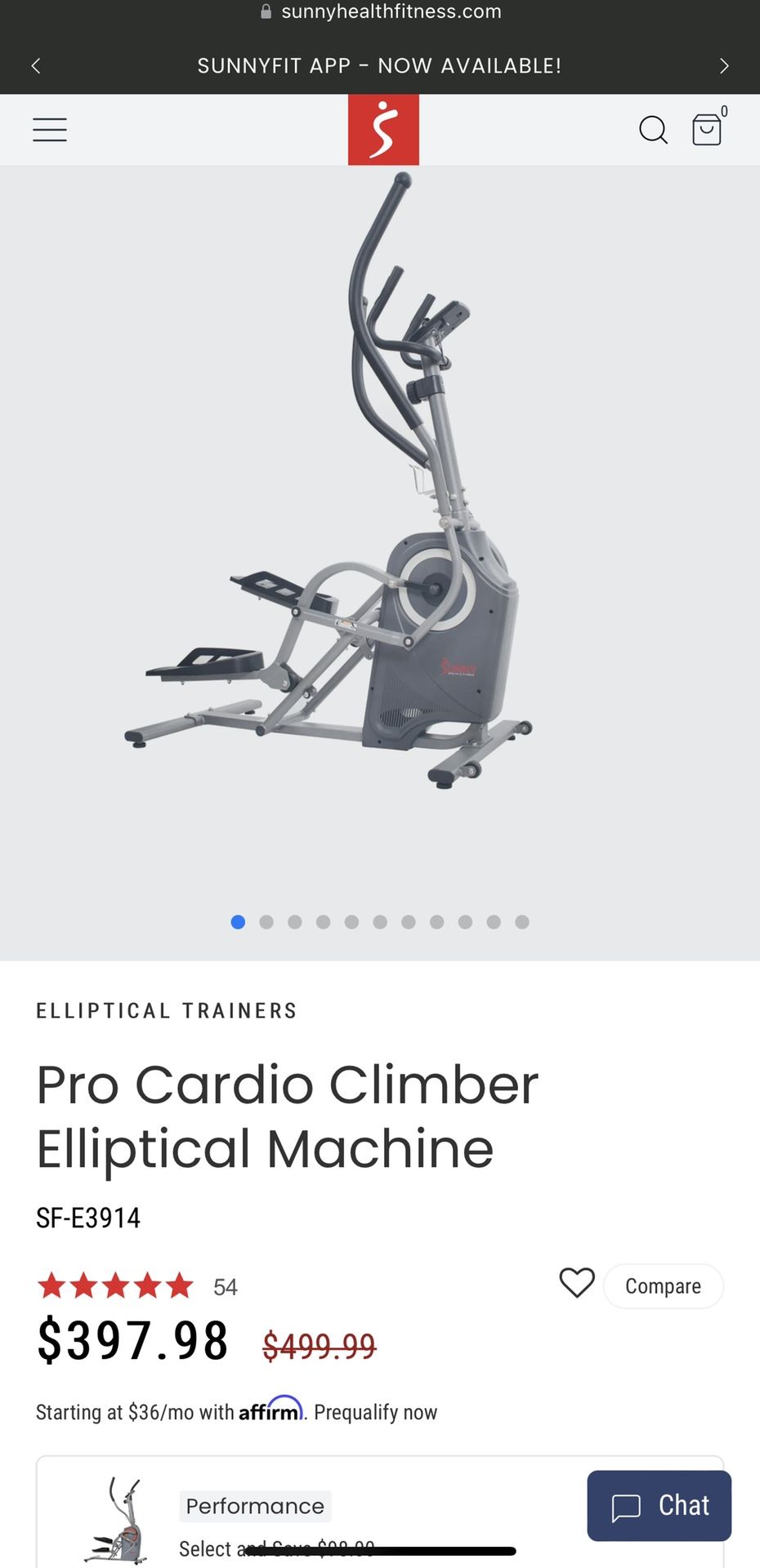 Sunny Health Fitness ELLIPTICAL TRAINERS  Pro Cardio Climber Elliptical Machine SF-E3914