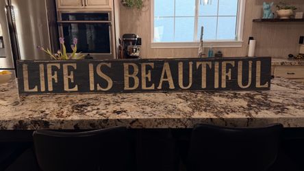 Extra Large 69" Rustic "Life is Beautiful" Wooden Wall Sign