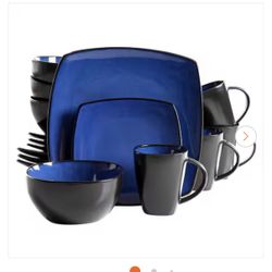 Infinite Glaze 16-Piece Modern Blue Stoneware Dinnerware Set (Service for 4)