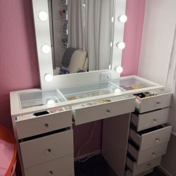 Vanity 12 Drawers With Glass Top LED lights