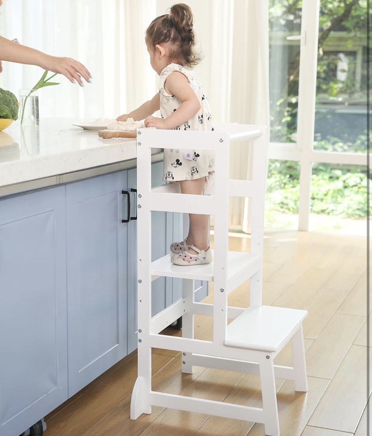 Kitchen Step Stool for Toddlers,Wiifo Adjustable Height Kids Montessori Learning Stool, Toddler Standing Tower (White)