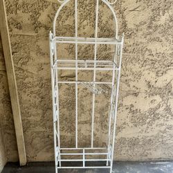 Vintage Wrought Iron Plant Stand / Towel Rack / Shelf