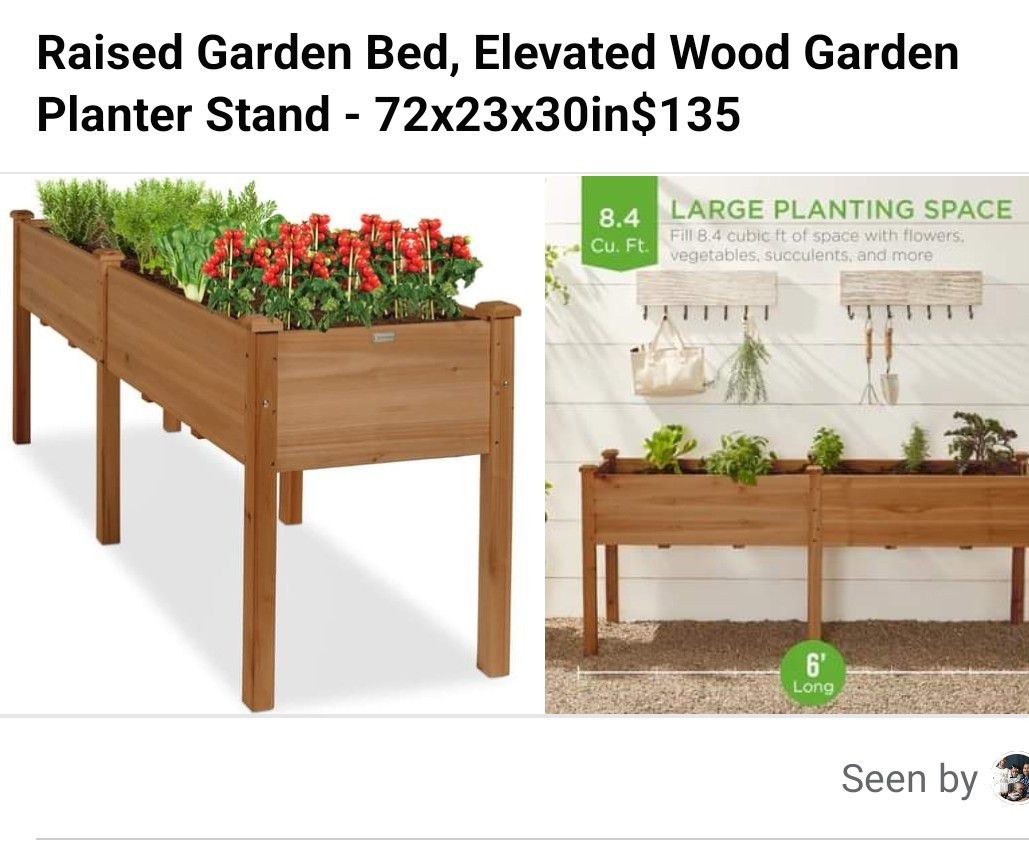 Raised Garden Bed, Elevated Wood Garden Planter Stand - 72x23x30in

