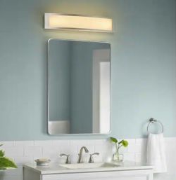 Woodbury 24 in. 1-Light Brushed Nickel LED Vanity Light with Extra Matte Black Trim 2700K-5000K