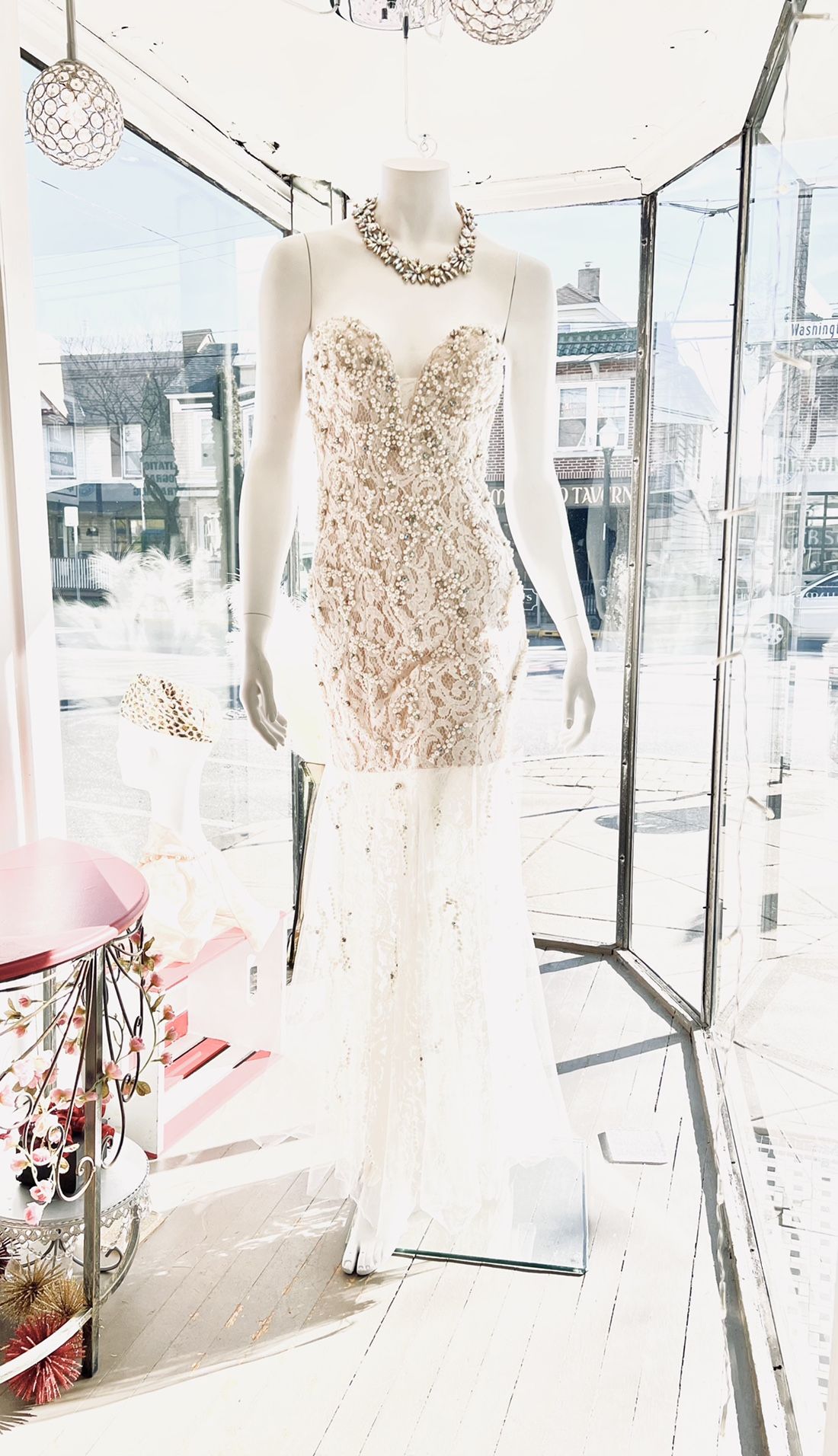 Jovani Prom Dress-Strapless Ivory Dress Size 4