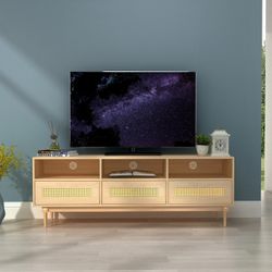 Homy Casa OBERT OAK 64" TV Cabinet Entertainment Center Open Box