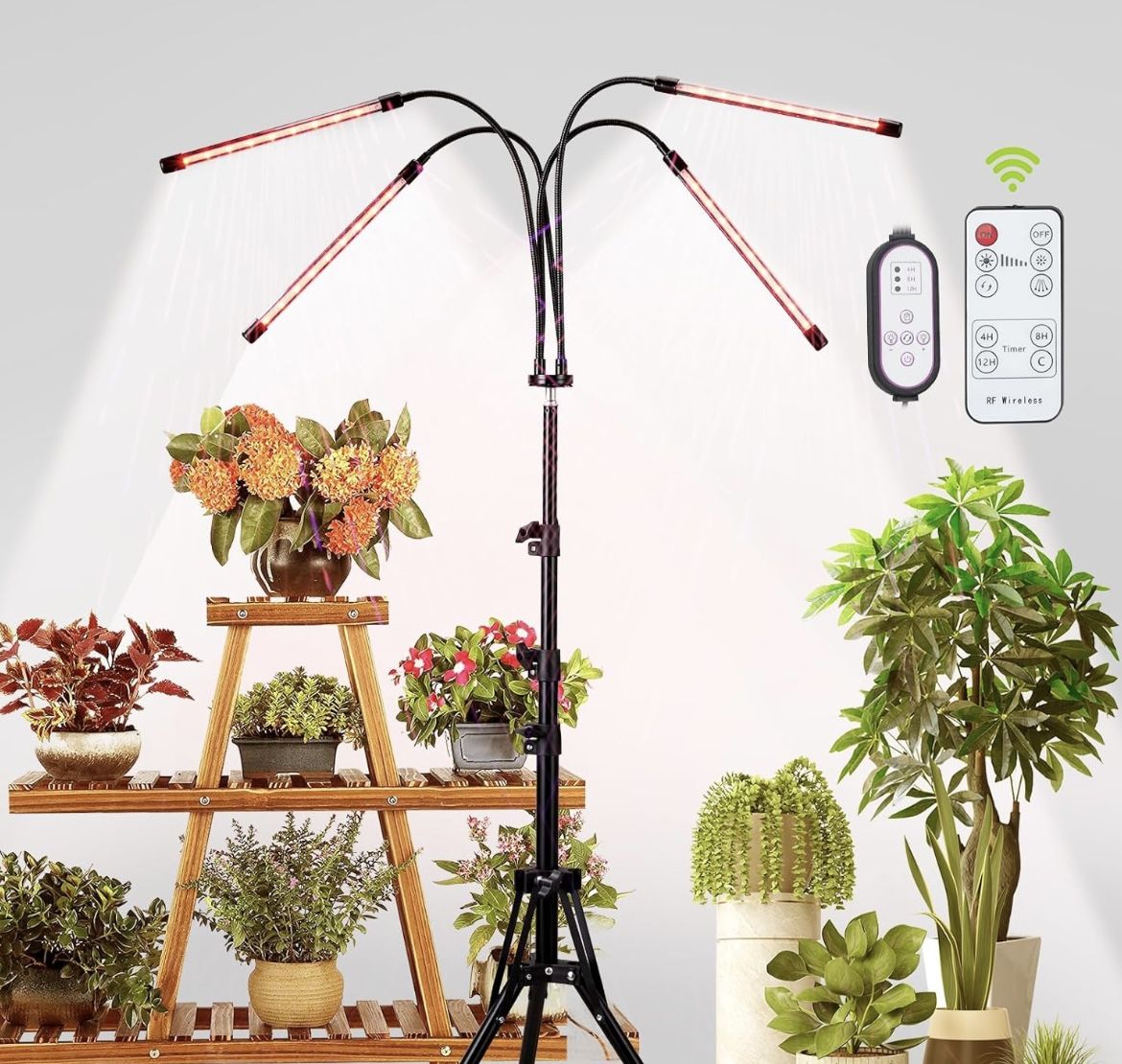 WTINTELL LED Grow Lights for Indoor Plants,LED Plant Grow Light with Stand,Led Full Spectrum,10 Dimmable Levels,3 Modes Timing,Tripod Adjustable 15-72
