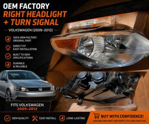 🚙 OEM FACTORY RIGHT HEADLIGHT + TURN SIGNAL — VOLKSWAGEN PASSAT (2009–2012) 🚙