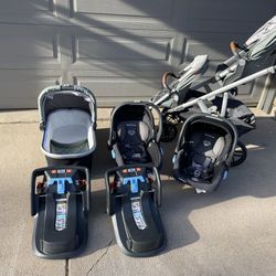 Uppababy Double Stroller, Car Seats And Bases X2, Bassinet