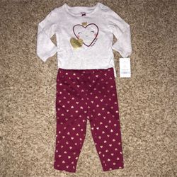 2-Piece Hearts Bodysuit Pant Set 6m