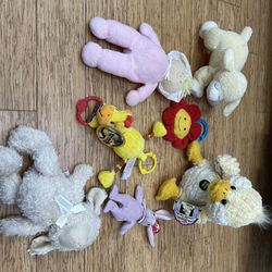 7 NEW Designer Plush Toys Most With Tags And Some Are Animated : baby Gund Orig$35 Each, Eden Doll Orog$40