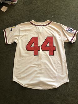 NWT, Braves Hank Aaron 1957 Throwback Jersey, Men's L, All Sewn