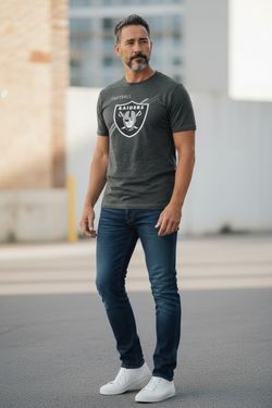 LAS VEGAS RAIDERS Gray NFL Team Apparel TX3 Cool Short Sleeve Tshirt Men Size Lg