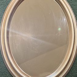 Oval Beveled, Silver, And Gold Mirror