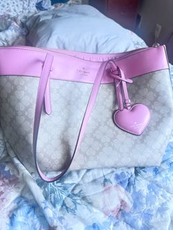 Kate Spade Pink Tote Bag with Heart Charm