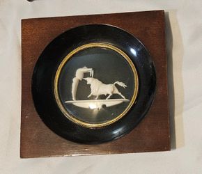 Framed ivory Miniature Relief Sculpture Bullfighting Scene