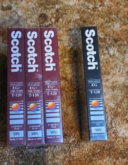 4 Brand New Scotch EG T-120 Blank Video Cassette Tapes